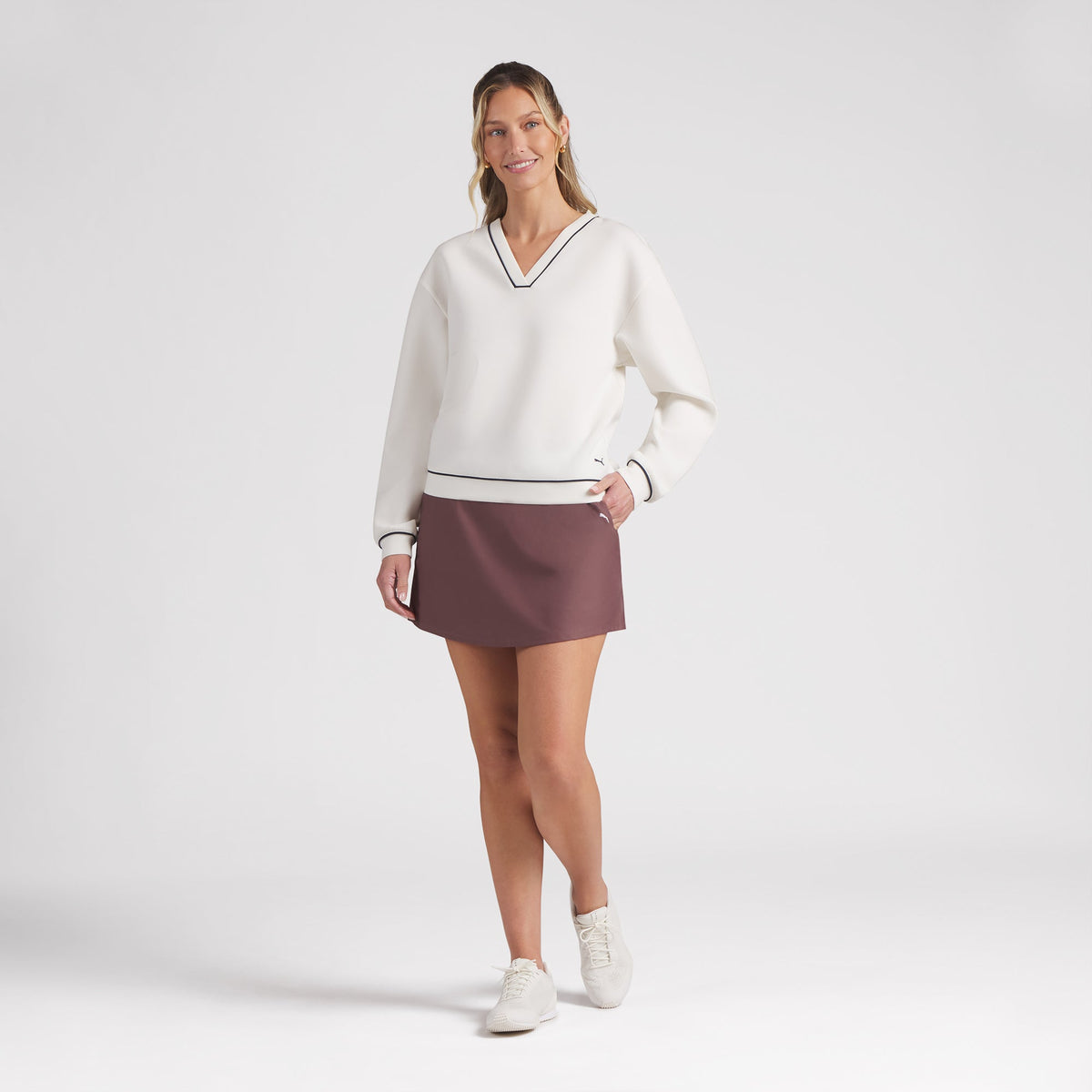 Women's CLOUDSPUN Fleece V-Neck Golf Sweater / Puma Golf Featured